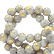 Jade Naturstein Perlen rund 6mm Light grey-gold